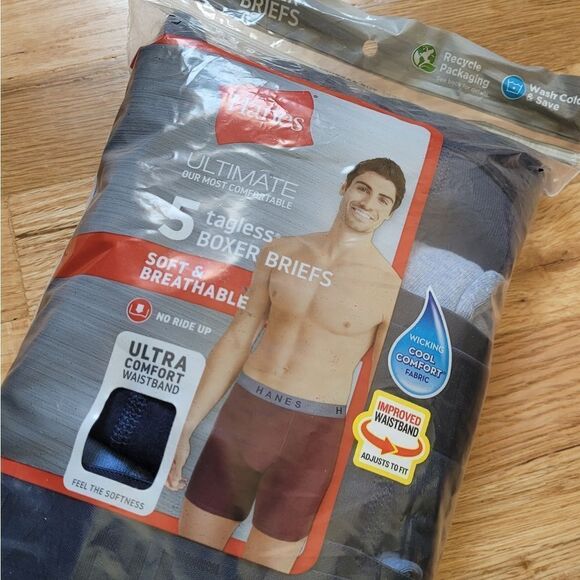 New! Hanes 5pk Ultimate Tagless Boxer Briefs XL - Picture 4 of 4